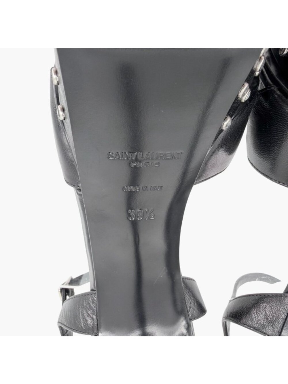 Saint Laurent Crystal Platform Sandals Heels Black Leather Size 39.5 US 9.5 Bow - Picture 13 of 16